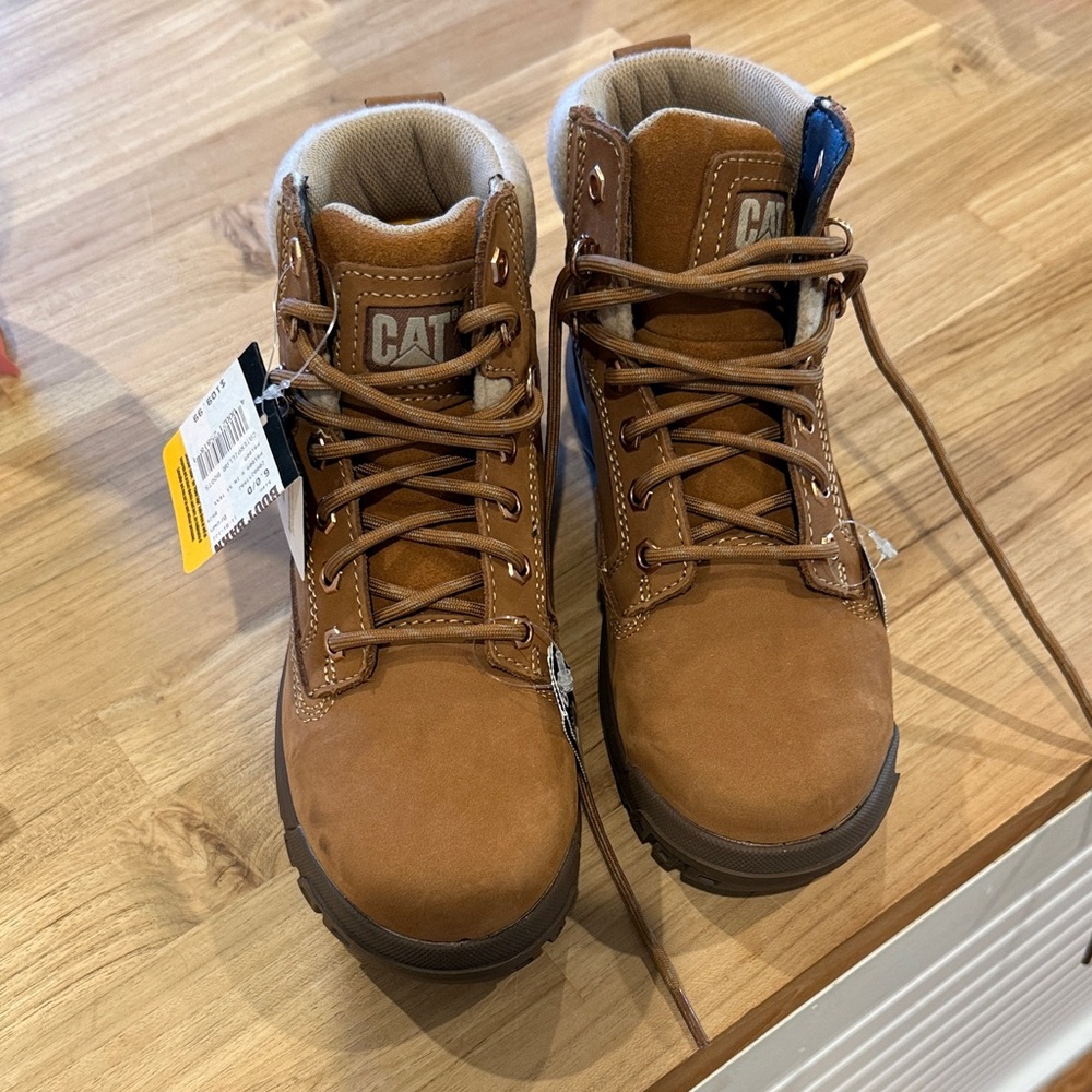 CAT Women's Brown Lace Up Boots